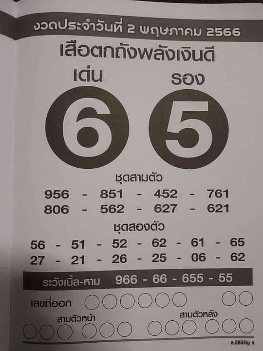 เสือตกถังพลังเงินดี หวยเดือนพฤษภาคม 2566